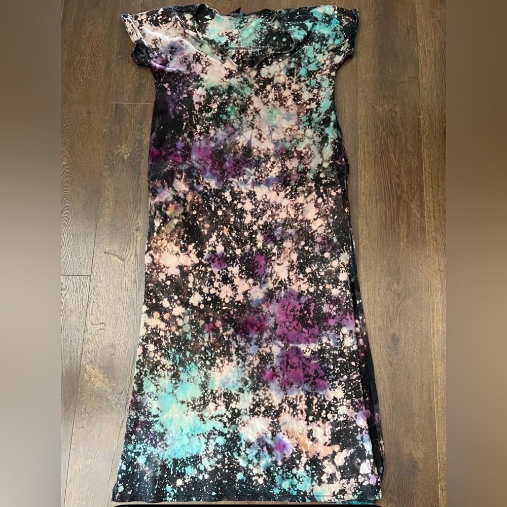 OOAK Handmade Tie Dye! Small 100% Cotton T-Shirt Maxi Dress With Pockets - Picture 8 of 8